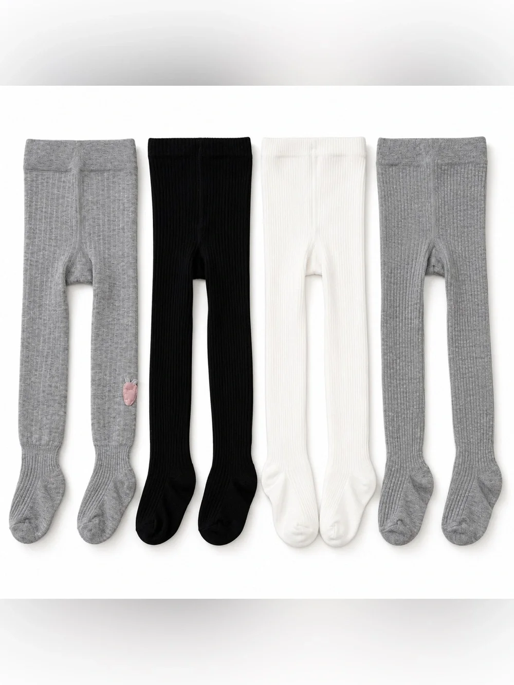 Kids Ribbed Tights Bundle Size 4-5Y Unisex Fall Winter 4 Pairs